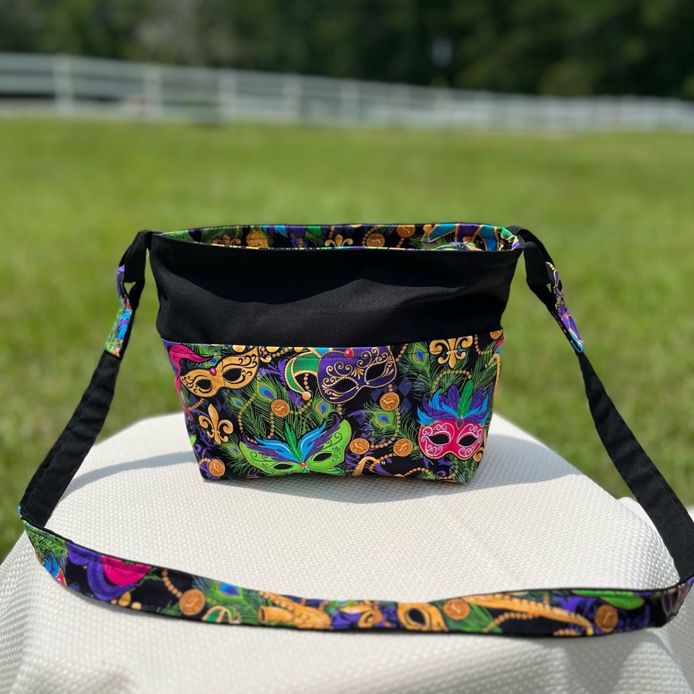 Handmade cotton purse Mardi Gras pattern .